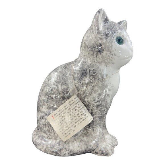 ELPA Alcobaca White Black Cat With Glass Green Eyes Made In Portugal W Sticker - Picture 10 of 13